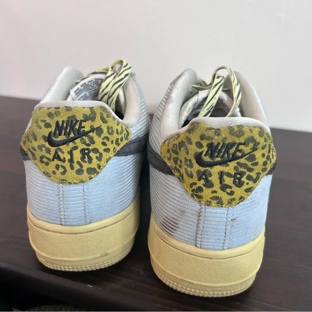 NIKE Air Force One Spring Mix low top Celestine Blue Off Black Sz 12 EU 44.5 - Picture 8 of 9